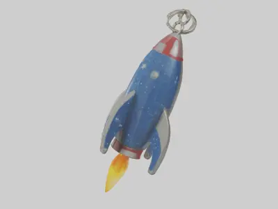 Rocket ship keychain model Low-poly 3D model