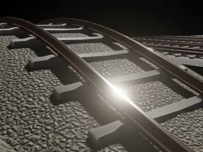 Railway Tracks - Procedural Shader Nodes - Curve-Based Editable 3D model