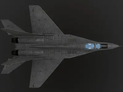 MiG-29 fighter jet flying in sky Low-poly 3D model