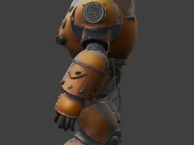 Armored Exosuit Game-Ready Sci-Fi 3D Model with PBR Textures Low-poly 3D model