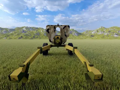Howitzer 105mm cannon gun low poly Low-poly 3D model