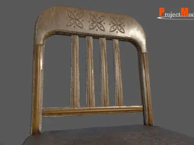 Antique chair Years 1960-1970 Version 002 Low-poly 3D model