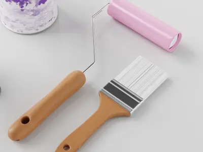 Paint Can Set Low-poly 3D model