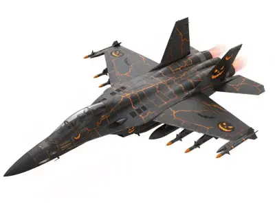 Halloween Fighter Jet 3D Model Inferno Strike Plane Low-poly 3D model