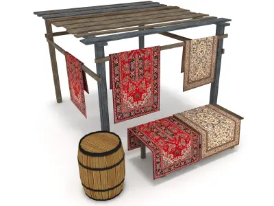 Medieval Marketplace  Low-poly 3D model