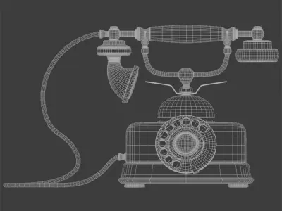Vintage old rotary telephone 3D model