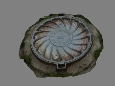 High-poly scanned sewerage hatchway 3D model