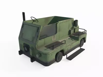Old style small trailer tractor 3D model