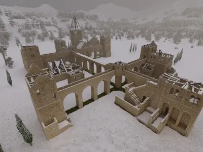 Basic Medieval Castle 3D model buy
