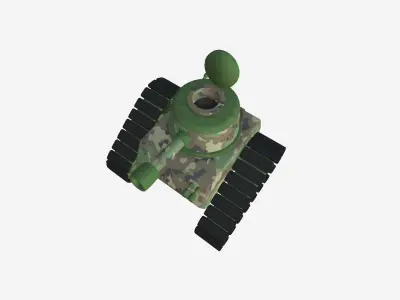 War Tank Cartoon A05 Green Camouflage - Military Vehicle Low-poly 3D model