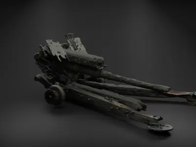 Destroyed Towed Howitzer D-30A 122mm Photoscan 3D model