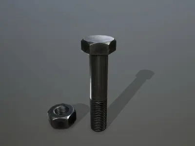 Bolts screw and nut Low-poly 3D model