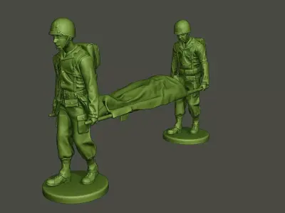 American soldiers ww2 carring stretcher A8 3D print model