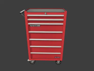 Toolchest tool cabinet on wheels Low-poly 3D model