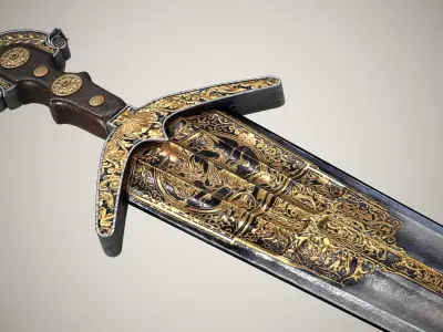 Cinquedea Short Sword Low-poly 3D model