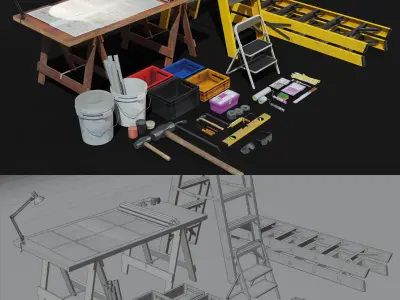 Rennovation Demolition Diy Handyman Tools Equipment 3D Assets Low-poly 3D model