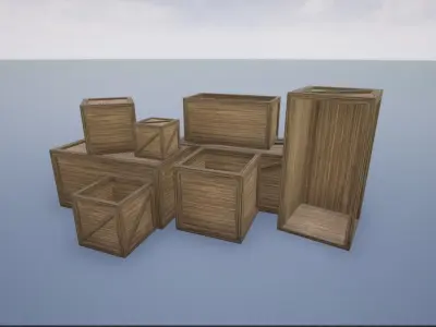 Low Poly Wooden Crates Low-poly 3D model