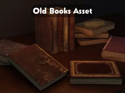 Old Books Asset Low-poly 3D model