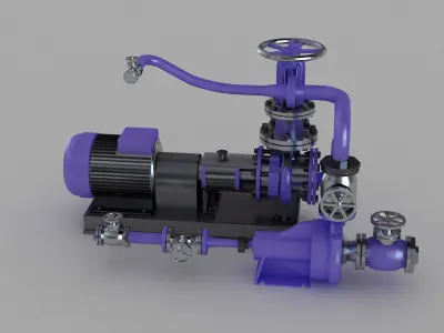 Engine motor Air Pump Valve industrial machinery lathe 3D model