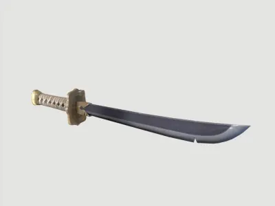 Wakizashi Katana Short blade japanese sword Low-poly 3D model