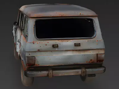 Realistic Wrecked Boxy SUV 3D Model Low-poly 3D model
