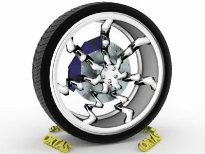 ORTAS CAR WHEEL RIM 112 GAME READY WHEEL RIM TIRE 3D model