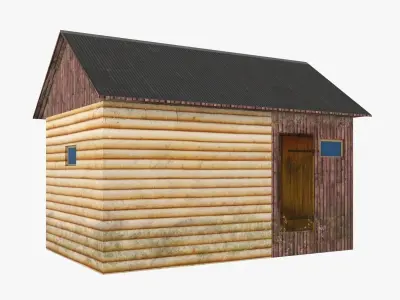 Old wood hut low poly Free low-poly 3D model