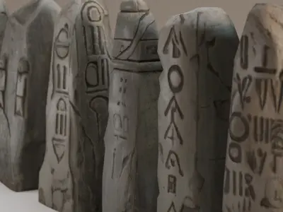 Ancient Rune Stone Menhir Pack - Game-Ready Low-poly 3D model