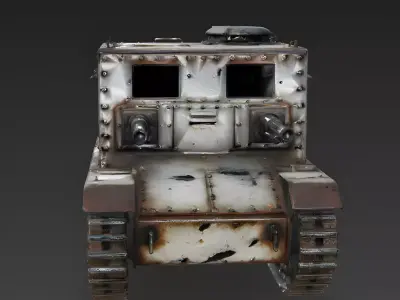 Realistic Abandoned Wrecked Light Tank 3D Model Low-poly 3D model