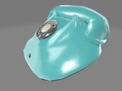 Green Retro Dial Phone  Low-poly 3D model