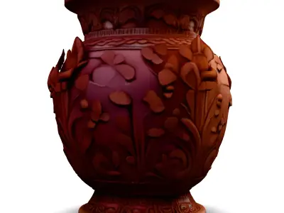 Ornate Carved Terracotta Vase Low-poly 3D model