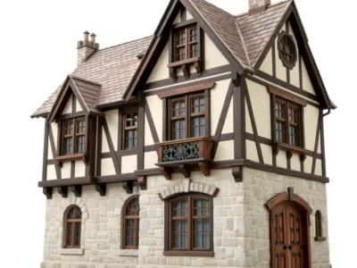 Vintage Tudor House D Model Pack Low-poly 3D model