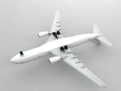  Airbus A330-200 Airliner - Generic White Low-poly 3D model