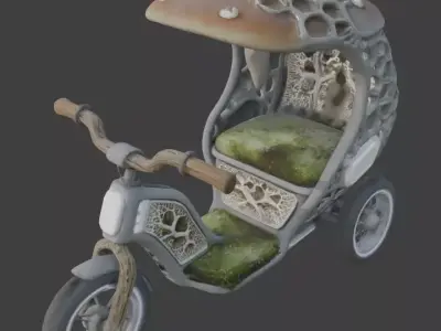 Bio-Hybrid Mushroom Cap Trike Low-poly 3D model