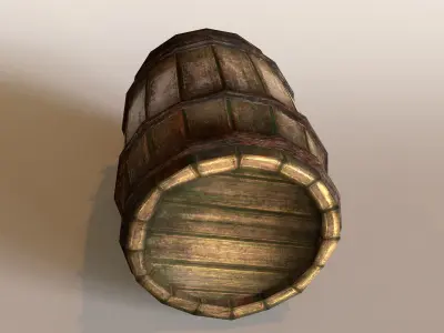 Wooden Barrel - Game Ready PBR Textures Low Poly Low-poly 3D model