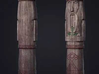 Wooden Totem 6 Low-poly 3D model