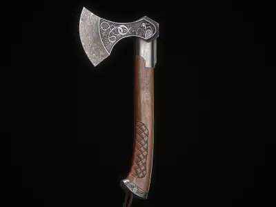Viking Axe Low-poly 3D model 6