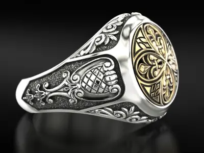 Antique patterned ring 709 3D print model