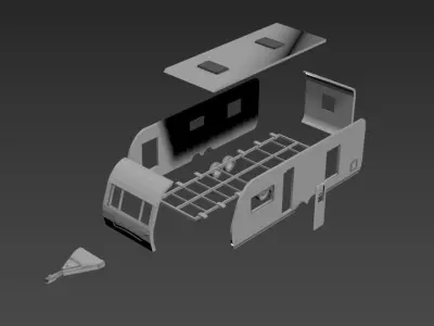 Tri Axle Caravan for 3D Printing and RC 3D print model