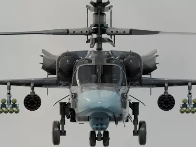 Kamov Ka-52 Fully-Rigged and Animated Game ready Low-poly 3D model