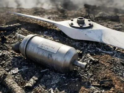 Torn off parts of the Shahed drone after its crash Low-poly 3D model