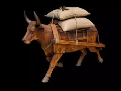 wooden ox and gliding horse 3D model