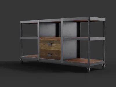 Industrial-style Media Console 3D model