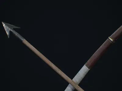Medieval Weapon Bow and Arrow -PBR- Game Ready Low-poly 3D model