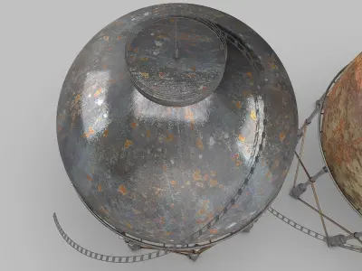 Gas-Storage-Tank two rusty water towers 3D model