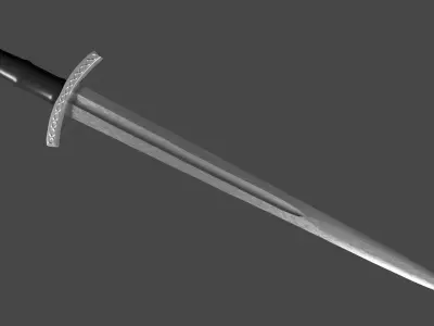 Excalibur sword with Caroling handle Low-poly 3D model