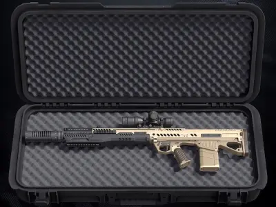 MR-772 Assault Rifle With Hands And Weapon Case Low-poly 3D model