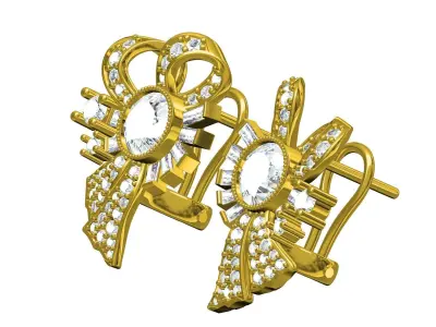 Antique Bow Style Art Deco Earring 3D print model