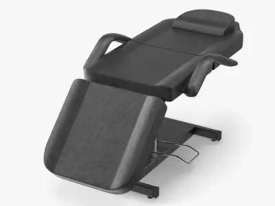 Adjustable Beauty Bed Leather Upholstery Black Rigged 3D model