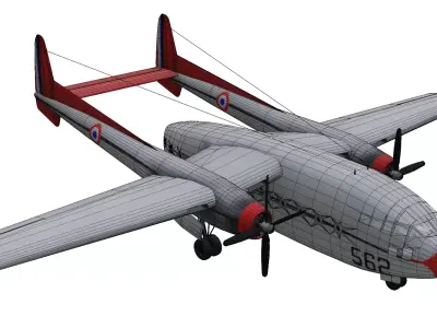 Fairchild C-119 Flying Boxcar Low-poly 3D model purchase